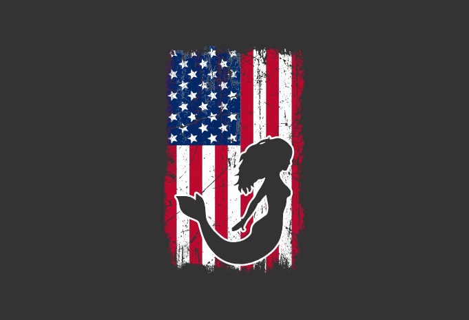 American mermaid flag bundle, USA flag, United state flag T-Shirt Design