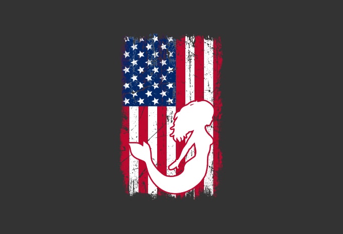 American mermaid flag bundle, USA flag, United state flag T-Shirt Design