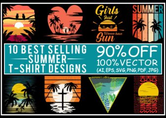 Summer t shirt design bundle, summer svg, summer svg bundle, bundle summer, summer design bundle, beach t shirt bundle, beach shirt svg, summer print png, 10 editable summer t shirt