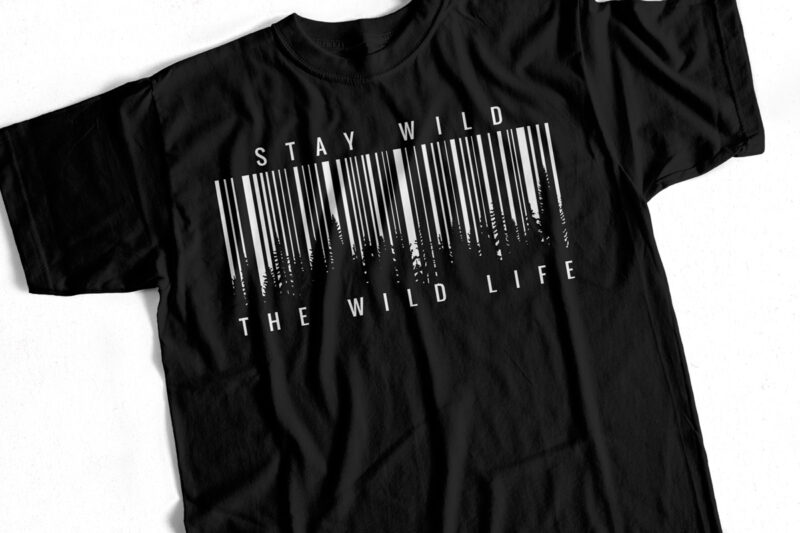 Stay Wild – The Wild Life – Minimal Forest Scene T-Shirt Design