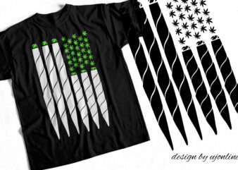 Weed marijuana Flag – Weed American Flag Graphic T-Shirt Design for sale