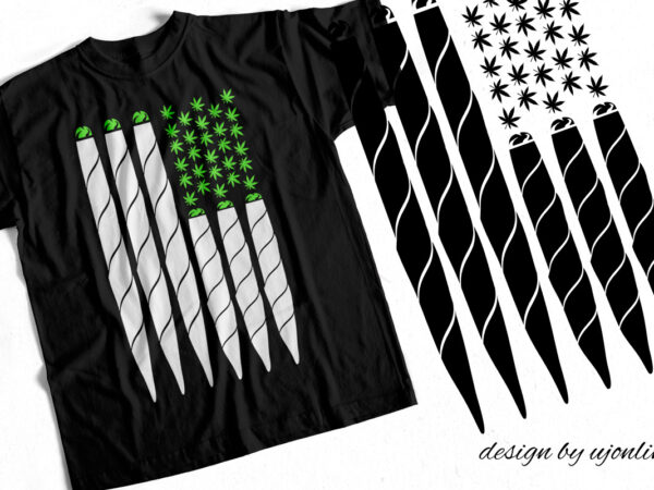Weed marijuana flag – weed american flag graphic t-shirt design for sale