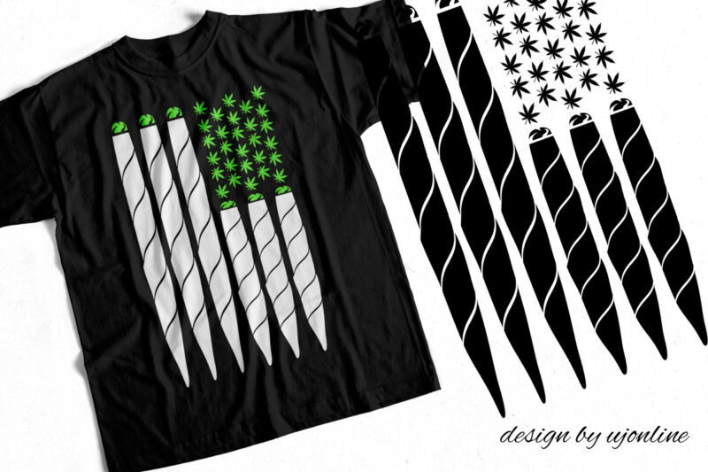 Weed marijuana Flag – Weed American Flag Graphic T-Shirt Design for sale