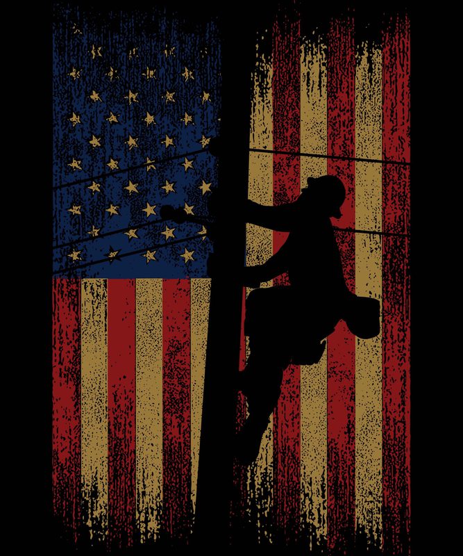 Lineman with USA Flag Png Printable File - Buy t-shirt designs
