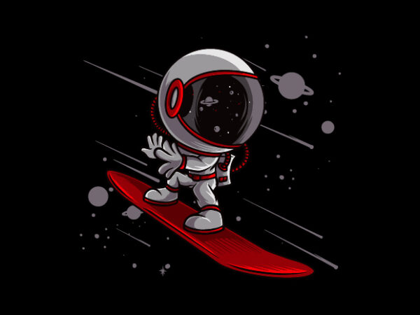 Astronaut snowboarding t shirt vector