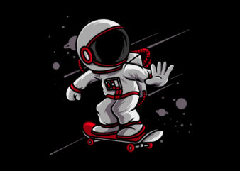 Astronaut skateboarding t shirt vector