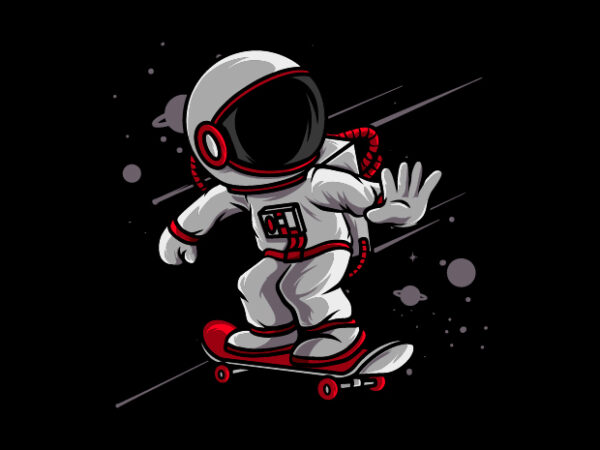 Astronaut skateboarding t shirt vector