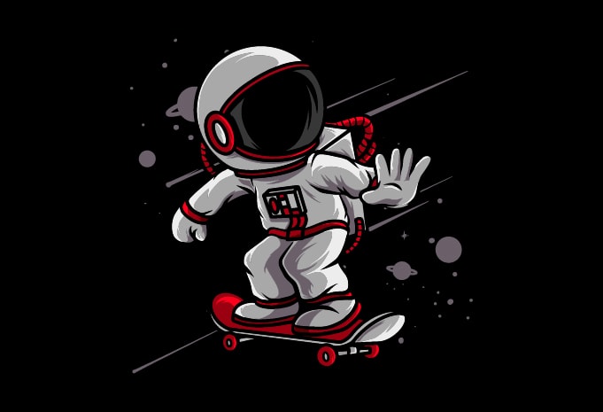 Astronaut skateboarding