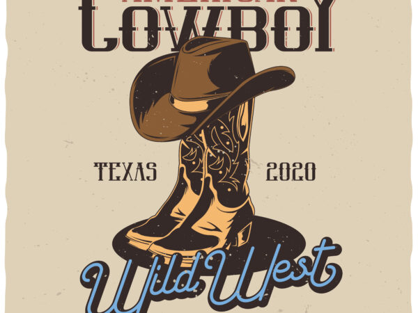 American cowboy t shirt vector