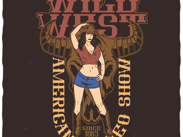 Wild west t shirt design for sale