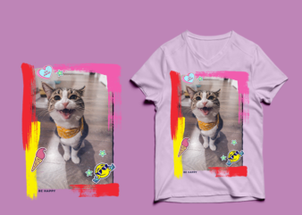 happy cat t-shirt design – happy cat t-shirt design png – happy cat t-shirt design psd