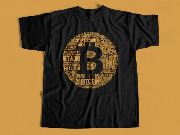 Bitcoin – satoshi nakamoto – typography wordcloud t shirt design for sale