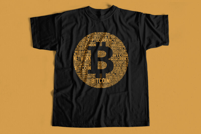 Bitcoin – satoshi nakamoto – Typography WordCloud T shirt Design for Sale