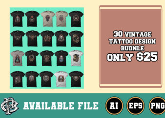 30 vintage tattoo design bundle only $25