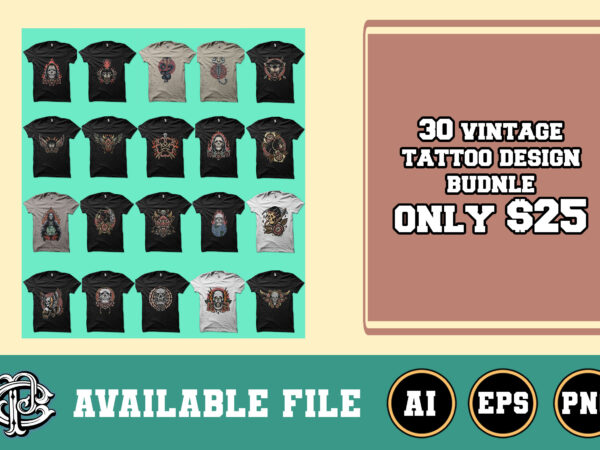 30 vintage tattoo design bundle only $25