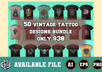 50 vintage tattoo design bundle
