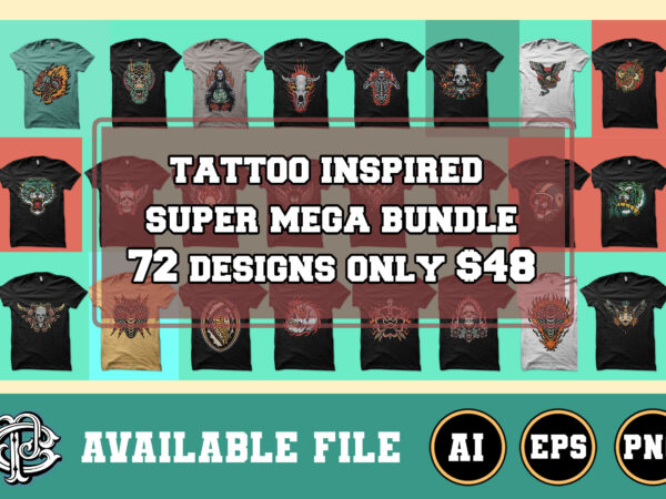 Tattoo inspired design mega bundle 72 designs only $48