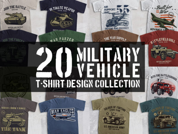 20 military vehicle t-shirt collection