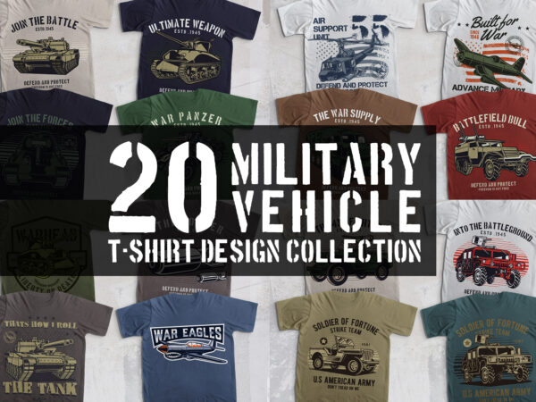 20 military vehicle t-shirt collection