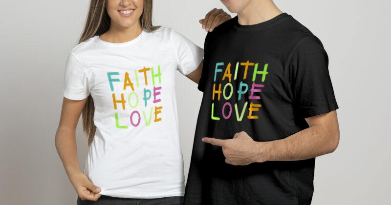 Faith hope Love | Colorful tshirt design for sale