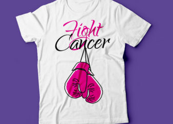fight cancer with boxing gloves hanging tshirt design