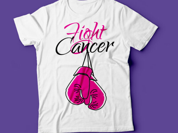 Fight cancer with boxing gloves hanging tshirt design