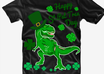 Dinosaur Svg, Funny St Pat Trex Day, St Patricks Dinosaur, Happy St Pat Trex Day Svg t shirt vector illustration