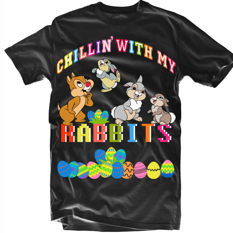 Chillin With My Rabbits Easter Funny Boys Girls Kids T-Shirt, Easter Rabbit Svg, Easter Bunny Design