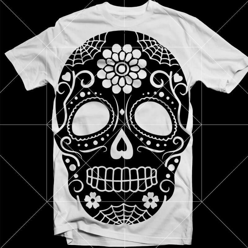 6 T shirt designs Bundles Skulls, Sugar Skull Svg, Skull Svg, Skull vector, Skull t shirt design