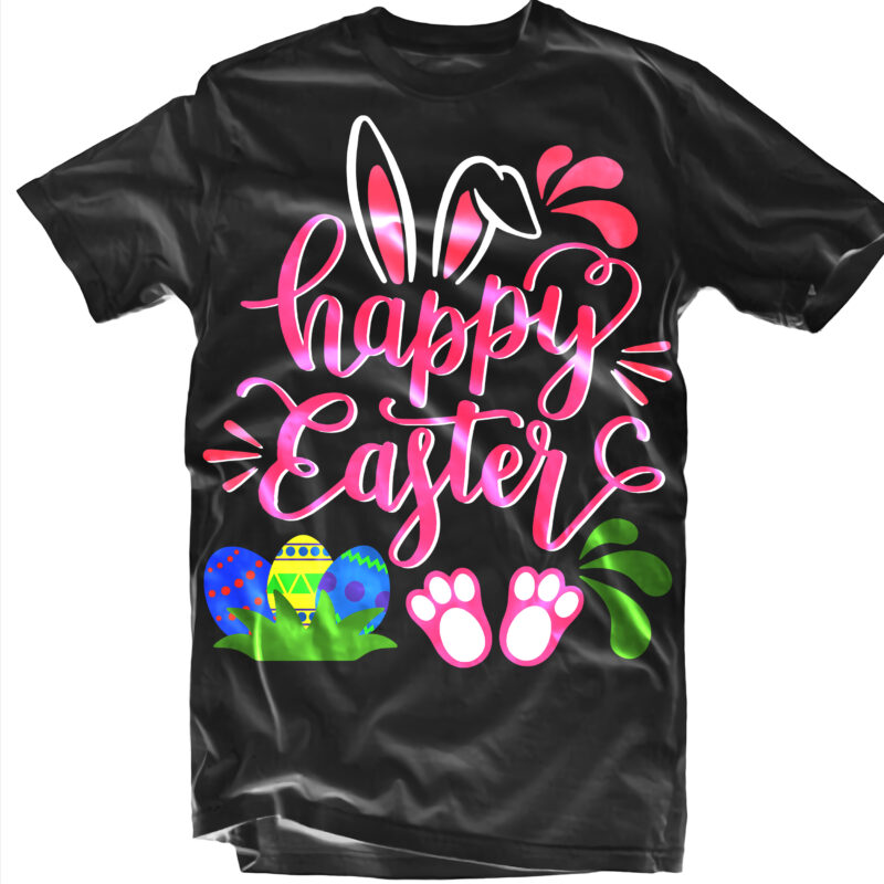 Happy easter day t shirt template, Easter egg vector, Rabbit easter day t shirt design