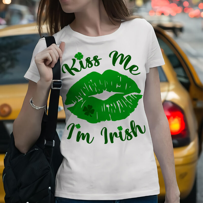 Lips, Kiss Me I’m Irish, Lucky Clover, St Patricks Day t shirt design