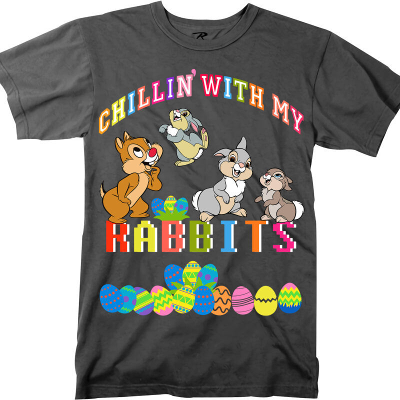 Chillin With My Rabbits Easter Funny Boys Girls Kids T-Shirt, Easter Rabbit Svg, Easter Bunny Design