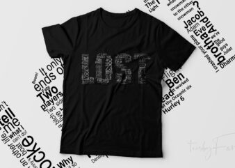 LOST Word Cloud Vector t shirt design for sale