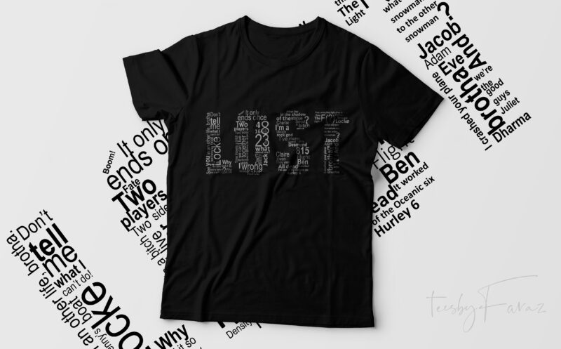 LOST Word Cloud Vector t shirt design for sale