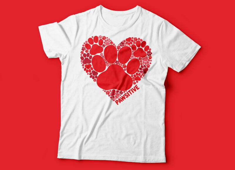 pawsitive a heart full of paws | cat and do lover tee design