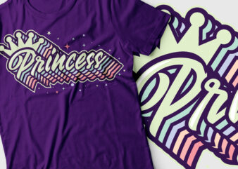 princess layered multicolor text design