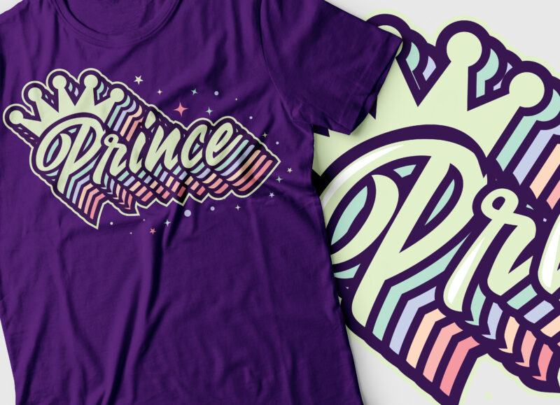 prince layered multicolor text design | birthday tee deisgn