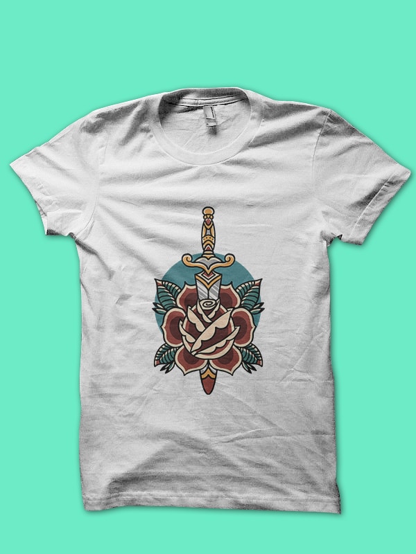 rose dagger t-shirt design