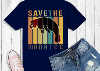 Retro Vintage Save The Manatees Chubby sea creature Manatee design