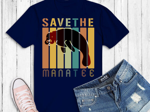 Retro vintage save the manatees chubby sea creature manatee design