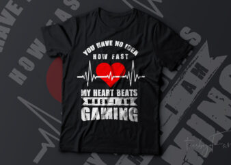 Gaming Tshirt design | Gaming and heartbeat t shirt vector for sale