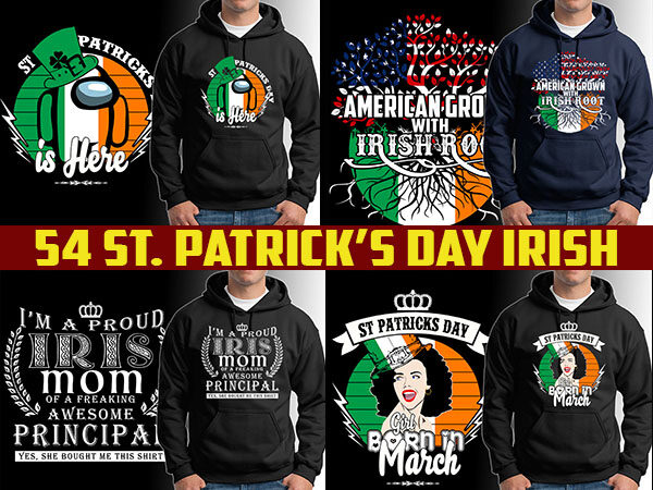 54 st patrick’s day irish tshirt designs bundles editable