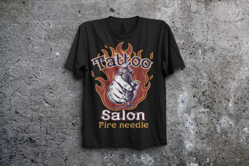 Fire needle -tattoo salon label font