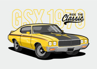 Ride the classic car - yellow muscle car