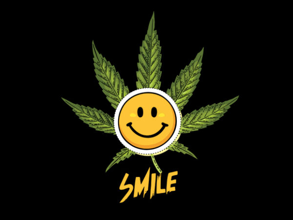 Weed smile t shirt design for sale