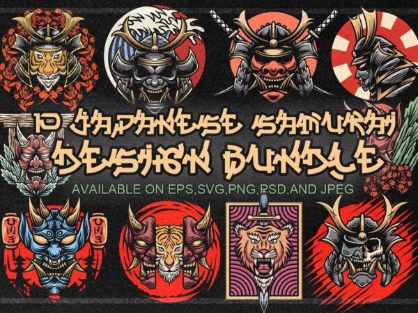 10 japanese samurai design bundle