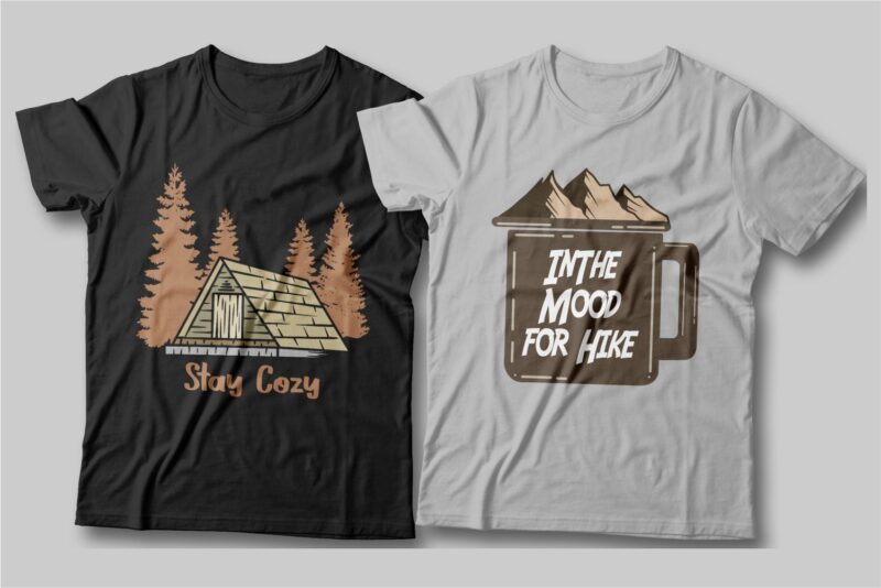 Camping t shirt designs bundle, Camping slogan t shirt design, Adventure t shirt design, Campfire t shirt design, Hiking t shirt design, t shirt designs for POD, Wildlife t shirt,