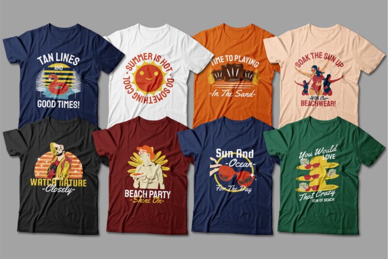 t-shirt vector Summer t-shirt designs bundle, Surfing t shirt design, Paradise t shirt design, Beach t shirt design, Beach, Tropical, Vocation, Holiday