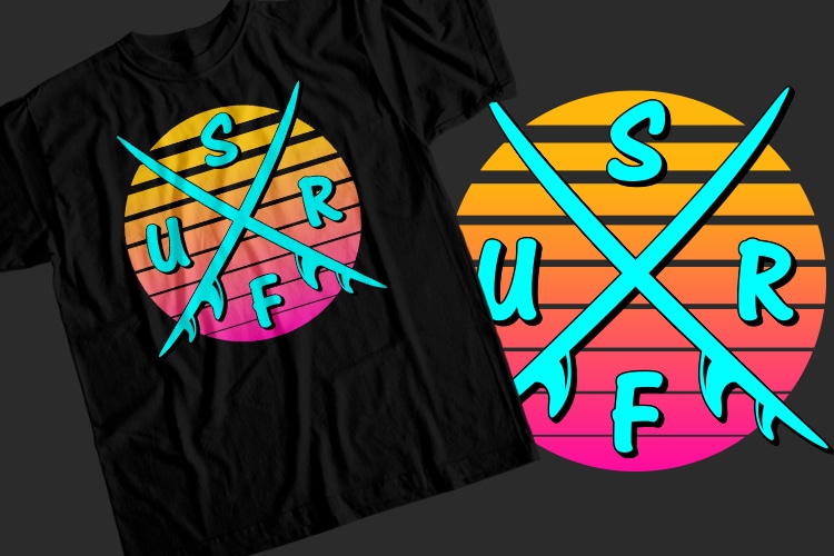 30 Summer Surfing T-Shirt Design Bundle