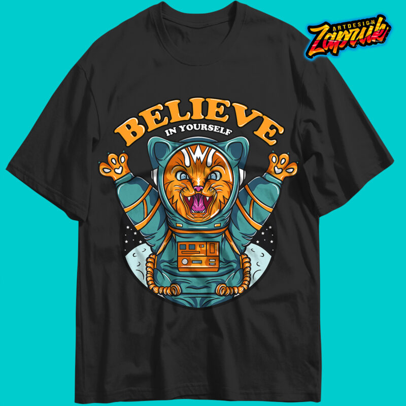 PNG Believe in yourself cat astronaut artwork tshirt design for sale